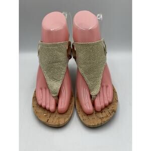 White Mountain All Good Women's Cork Wedge Sandal Light Gold‎ / Glitter 6M